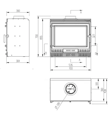 EIDER BIOMASA Aurora Eco Iron 70 – Wood Insert 13.43 kW with Ventilation