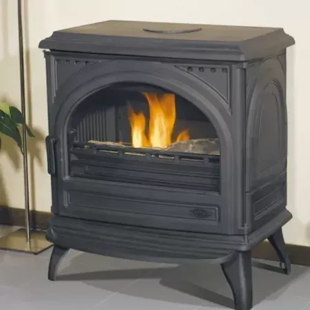 Poêle à bois GODIN SECLIN - 9 kW, fonte rustique, décor travaillé